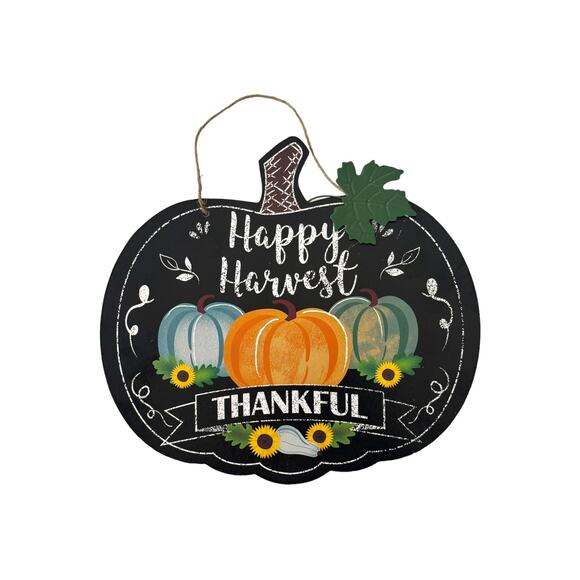 Fall Wreath Kit "Happy Harvest Thankful" Pumpkin Sign & Thankful Ribbon Bundle - Picture 2 of 5